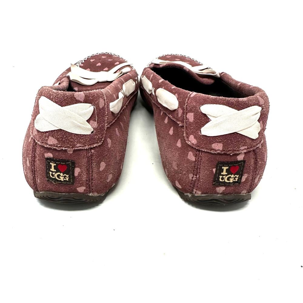 Ugg Size 6‎ Moccasins Red Heart Valentine Slip On House Shoe Flats Sherpa Lined - Picture 4 of 7